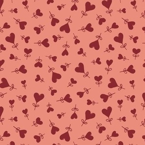 Boho love garden - solid hearts shaped messy scandinavian minimalist style valentine design deep red on blush apricot 
