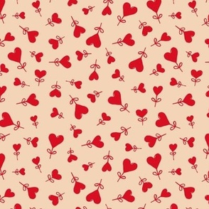 Boho love garden - solid hearts shaped messy scandinavian minimalist style valentine design hot red on soft sand 