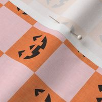 Halloween Pumpkin Check - Checkerboard  -  orange/pink - LAD23