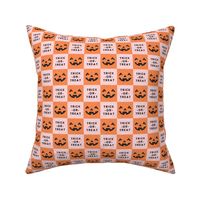 Halloween Pumpkin Check - Checkerboard  - Trick or Treat - orange/pink - LAD23