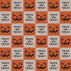 (small scale) Halloween Pumpkin Check - Checkerboard  - Trick or Treat - orange/neutral - LAD23