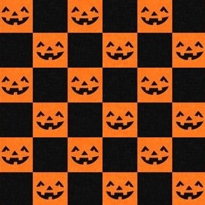 (small scale) Halloween Pumpkin Check - Checkerboard - orange/black - LAD23
