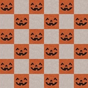 (small scale) Halloween Pumpkin Check - Checkerboard  - orange/neutral - LAD23