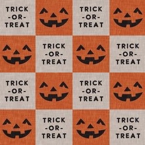 Halloween Pumpkin Check - Checkerboard  - Trick or Treat - orange/neutral - LAD23