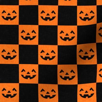 Halloween Pumpkin Check - Checkerboard - orange/black - LAD23