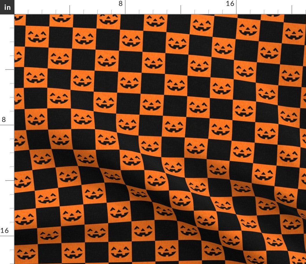 Halloween Pumpkin Check - Checkerboard - orange/black - LAD23