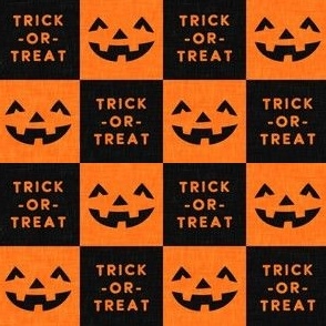 Halloween Pumpkin Check - Checkerboard - Trick or Treat - orange/black - LAD23