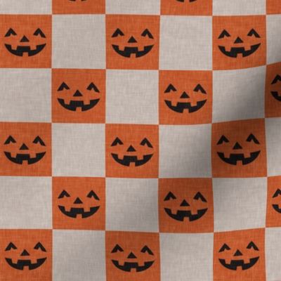 Halloween Pumpkin Check - Checkerboard  - orange/neutral - LAD23