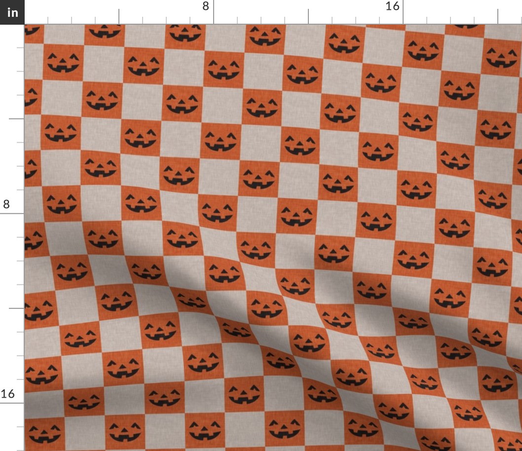 Halloween Pumpkin Check - Checkerboard  - orange/neutral - LAD23