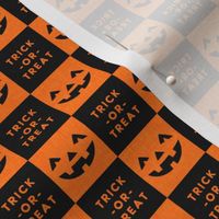 (small scale) Halloween Pumpkin Check - Checkerboard - Trick or Treat - orange/black - LAD23
