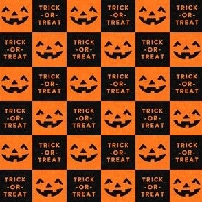 (small scale) Halloween Pumpkin Check - Checkerboard - Trick or Treat - orange/black - LAD23