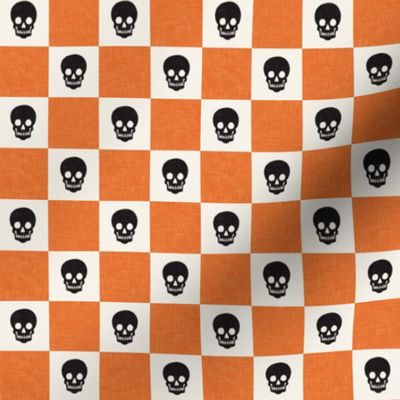 (small scale) Halloween Skull Check - Checkerboard - Orange/Black OG - LAD23