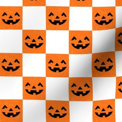 Halloween Pumpkin Check - Checkerboard  - orange/white - LAD23