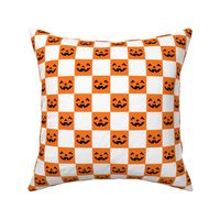 Halloween Pumpkin Check - Checkerboard  - orange/white - LAD23