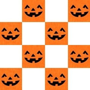 Halloween Pumpkin Check - Checkerboard  - orange/white - LAD23
