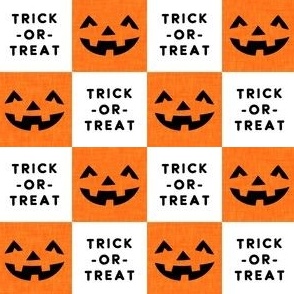 Halloween Pumpkin Check - Checkerboard - Trick or Treat - orange/white - LAD23