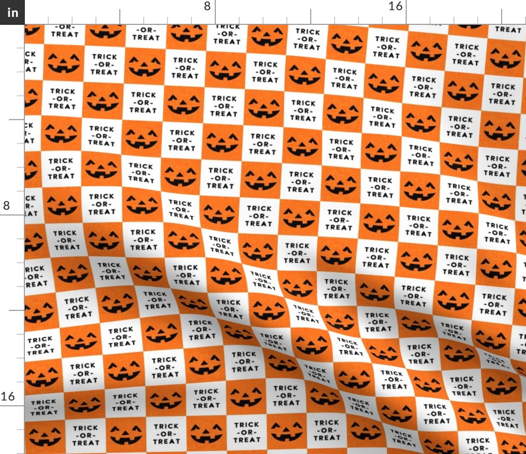 Halloween Pumpkin Check - Checkerboard - Trick or Treat - orange/white - LAD23