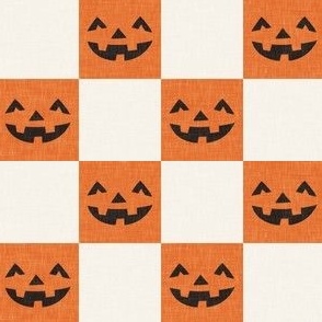 Halloween Pumpkin Check - Checkerboard  - orange/cream - LAD23
