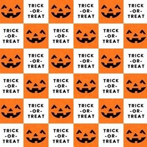 (small scale) Halloween Pumpkin Check - Checkerboard - Trick or Treat - orange/white - LAD23