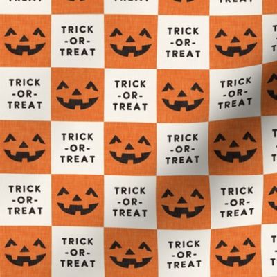 Halloween Pumpkin Check - Checkerboard - Trick or Treat - orange/cream - LAD23