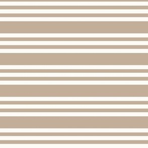 Reverse Bandy Stripe: Brown & Cream Horizontal Stripe, Neutral Triple Stripe