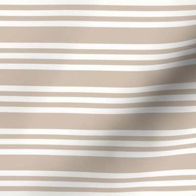 Reverse Bandy Stripe: Lt. Brown & White Horizontal Stripe, Beige Triple Stripe