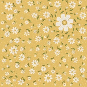 Ditsy Daisy flower field flowercore fairy rings - yellow 