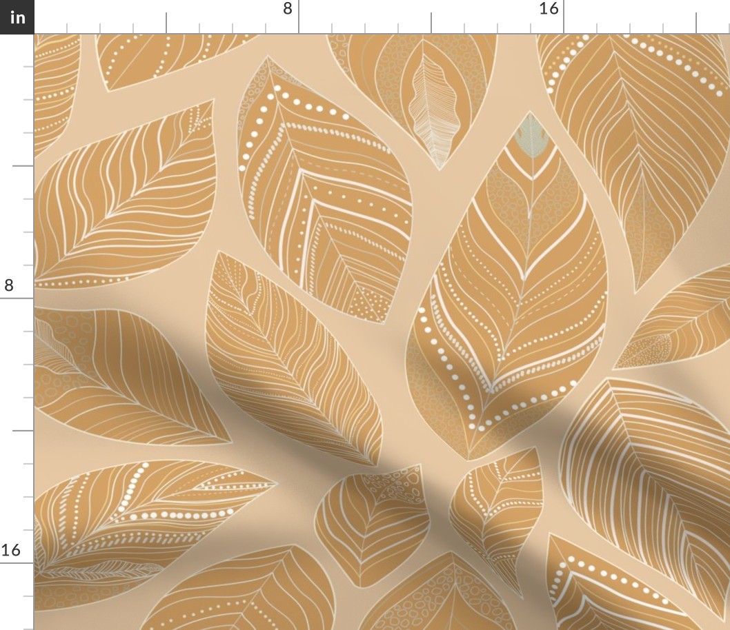 Non directional neutral beige and tan leaves