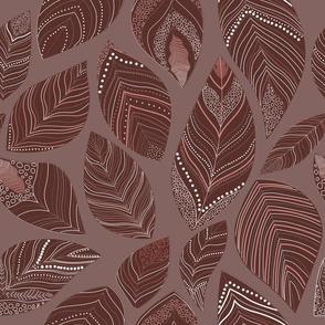 Non directional  burgundy brown leaves