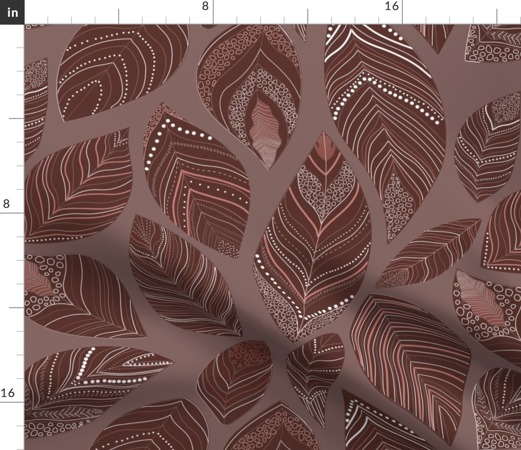 Non directional  burgundy brown leaves
