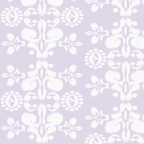 Ikat damask bohemian light lavender white large scale