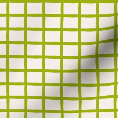 Grid Lime Green Wonky Stripes Minimal Geometric Blender Fabric