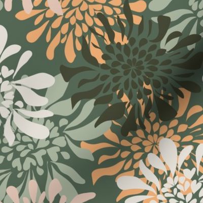 KM10 Summer Florals_Retro green_ Large scale