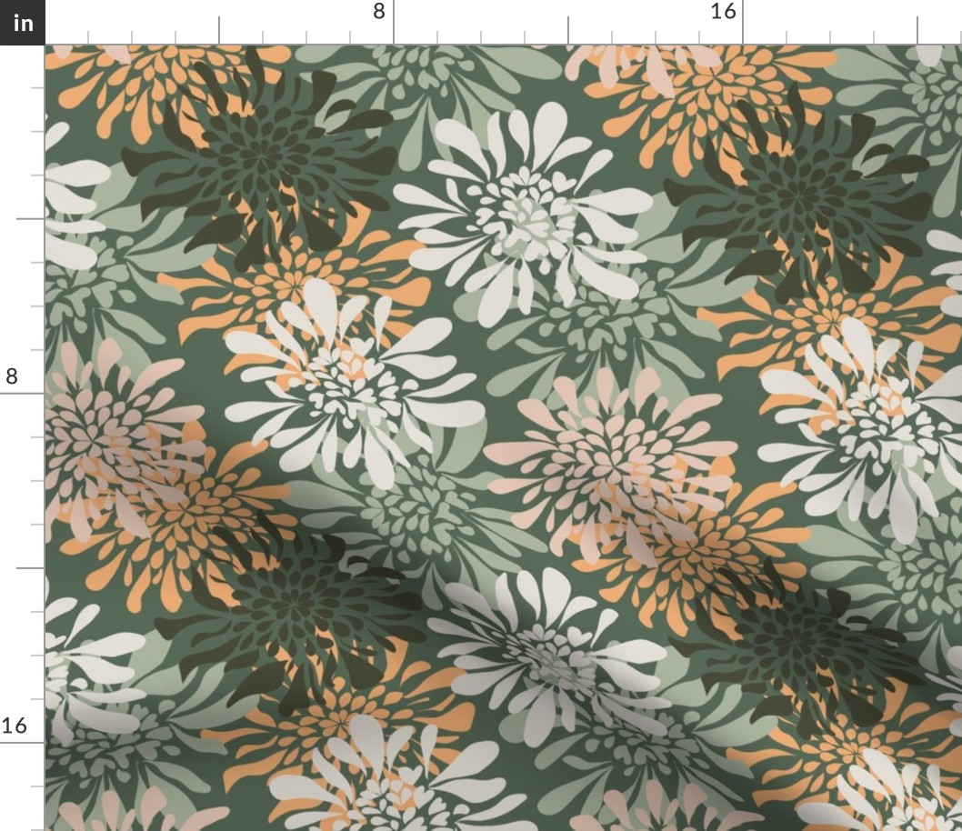 KM10 Summer Florals_Retro green_ Large scale