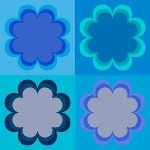Retro blue flower patchwork