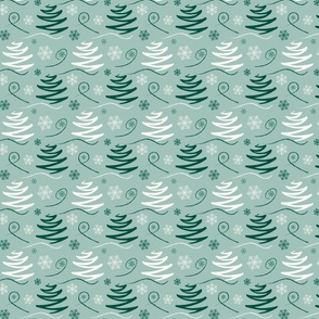 Frosty pines in Pine Green Color Palette - Small-Medium scale