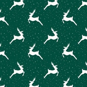 Midnight Reindeers in Pine Green Color Palette - Small-Medium scale