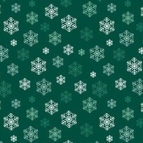 Snowflakes Dance in Pine Green Color Palette - Small-Medium scale