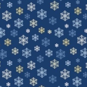 Snowflakes Dance in Frosty Blue -Small-Medium scale