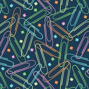 Paperclips (M) Neon on Dark Teal Office Classroom Party