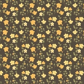 Vintage flowers. Brown pattern. Small scale