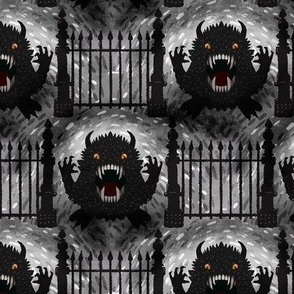 grrr  Halloween monster black and white small scale