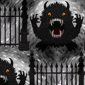 grrr Halloween monster black and white wallpaper scale