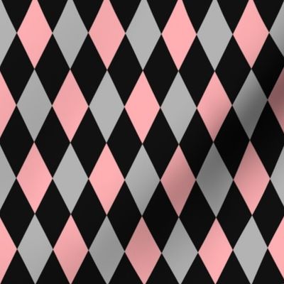 harlequin diamond pink grey black medium