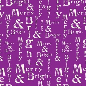 Merry and Bright Holiday Text in magenta and off white - MEDIUM SCALE