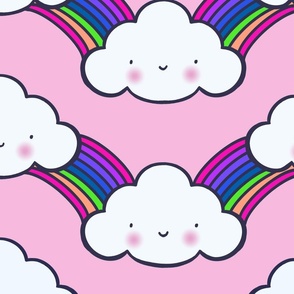 Clouds and Rainbows - Pink - Large