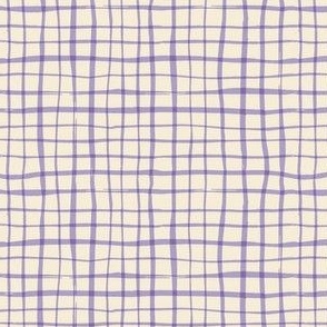 Artistic Hand Painted Plaid in Creamy White and Lavender