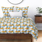 Goldfish in Love | Playful Simple Novelty | Orange & Blues | Medium Scale