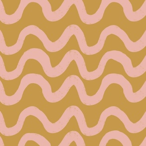 Boho Mid Mod Wiggly Lines Copper-Pink