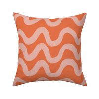 Boho Mid Mod Wiggly Lines Coral-Pink